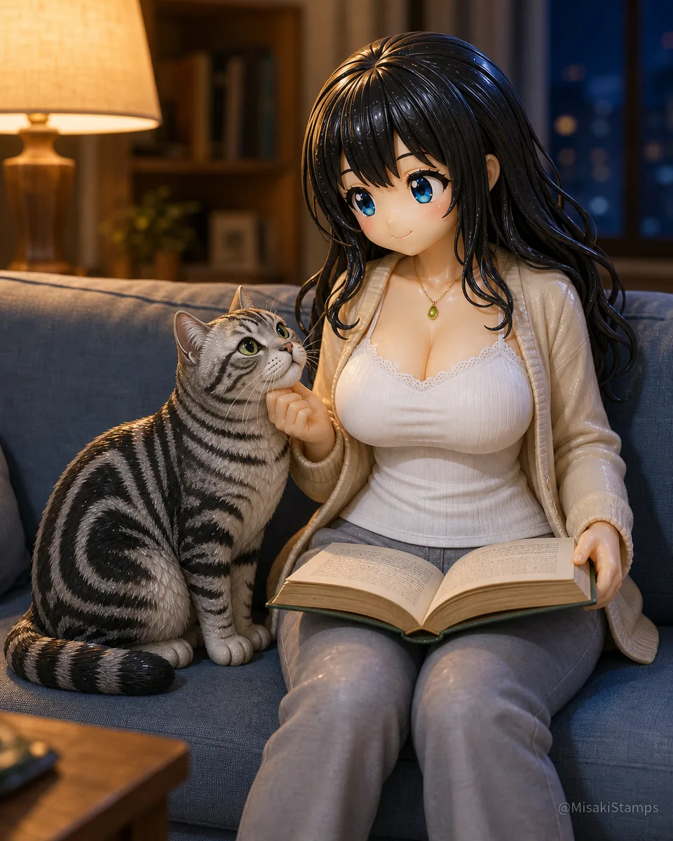 2026年9月11日、夜19:25に作ったMisaki。クレイ風3Dイラスト。