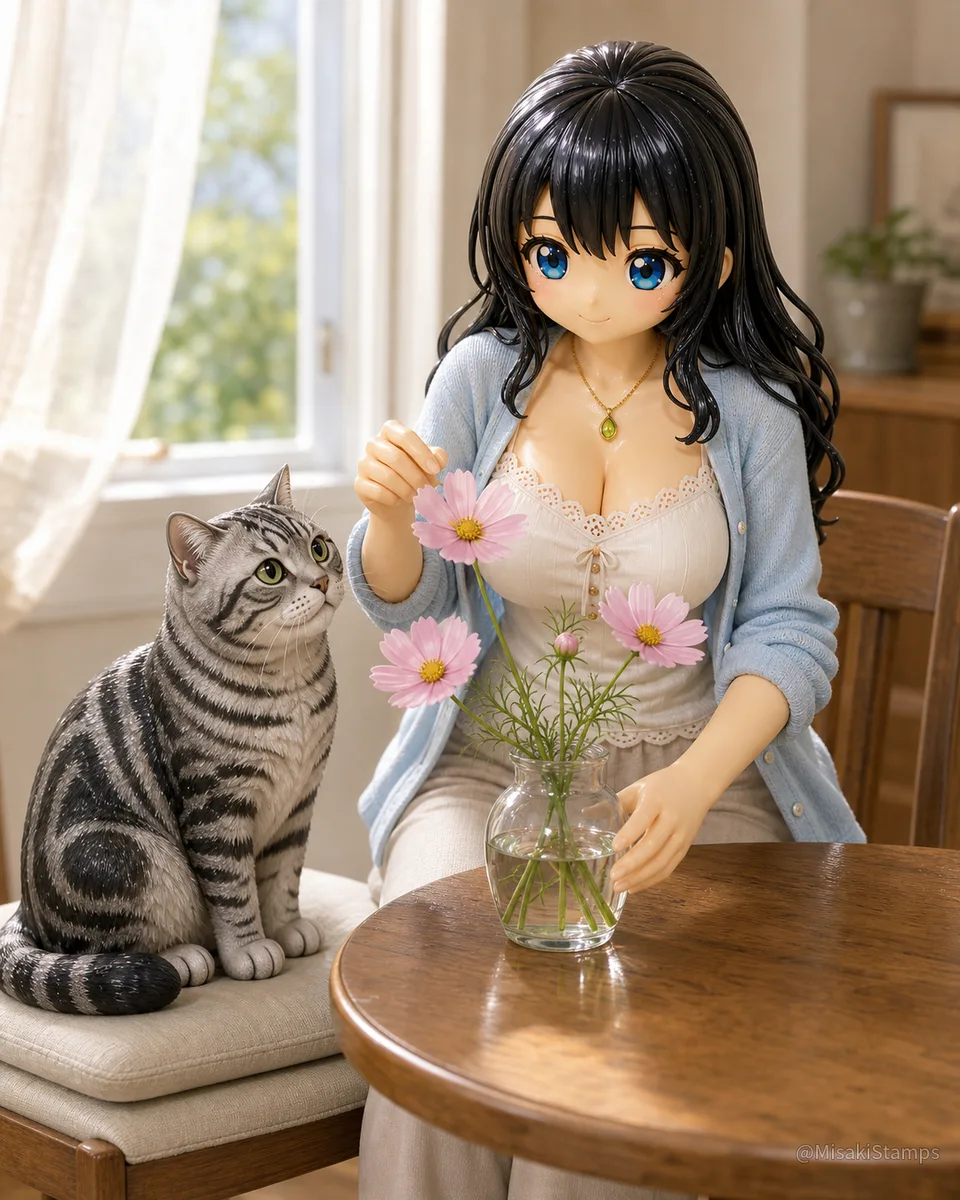2026年9月12日、朝08:54に作ったMisaki。クレイ風3Dイラスト。