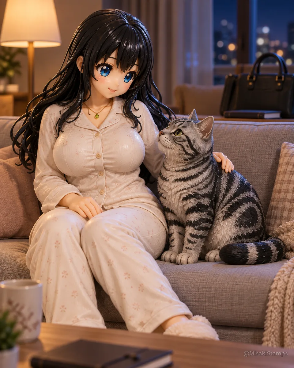 2026年9月13日、夜19:15に作ったMisaki。クレイ風3Dイラスト。