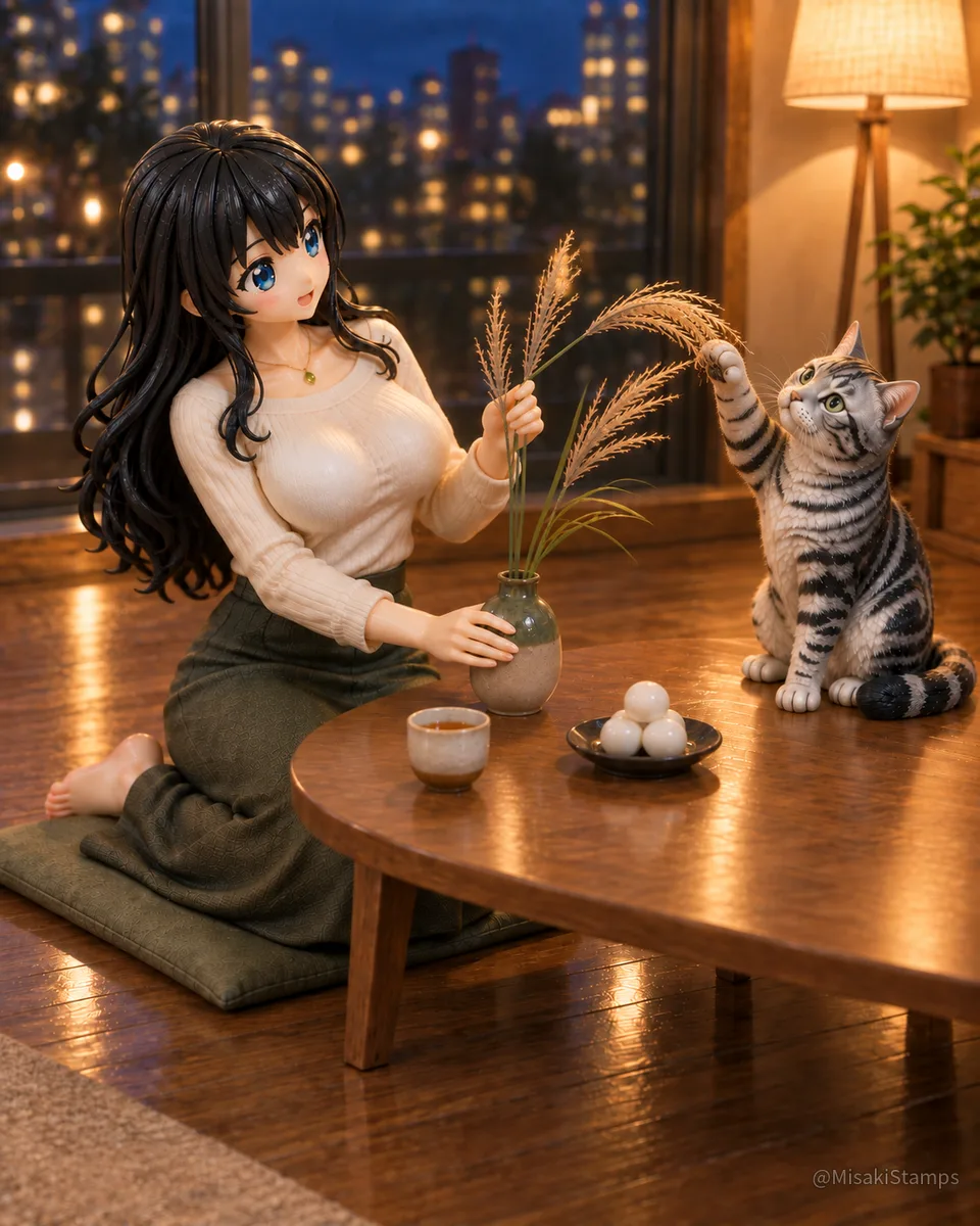 2026年9月22日、夜18:44に作ったMisaki。クレイ風3Dイラスト。