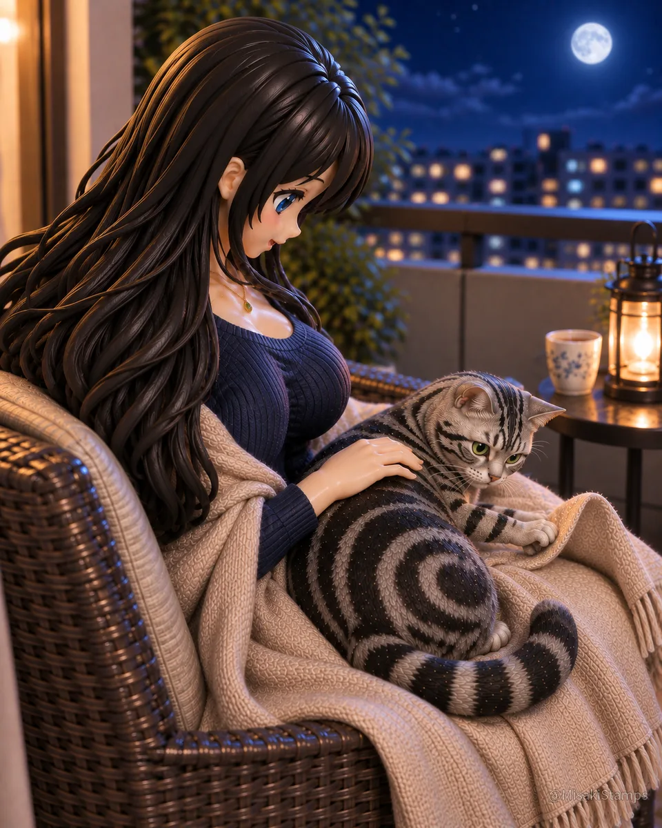 2026年9月23日、夜19:10に作ったMisaki。クレイ風3Dイラスト。