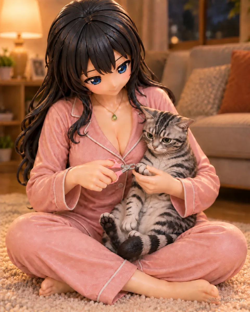 2026年10月1日、夜22:48に作ったMisaki。クレイ風3Dイラスト。