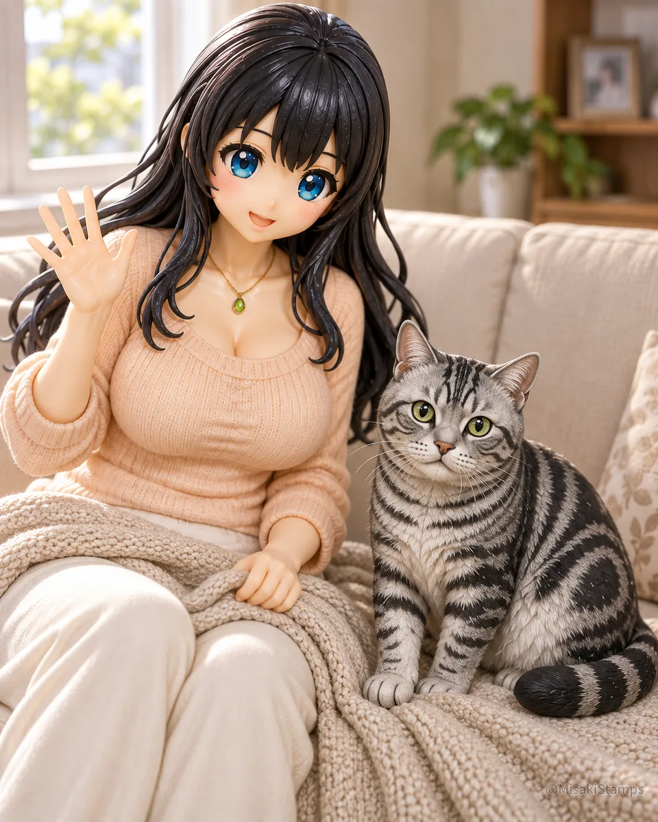 2026年10月1日、朝09:23に作ったMisaki。クレイ風3Dイラスト。