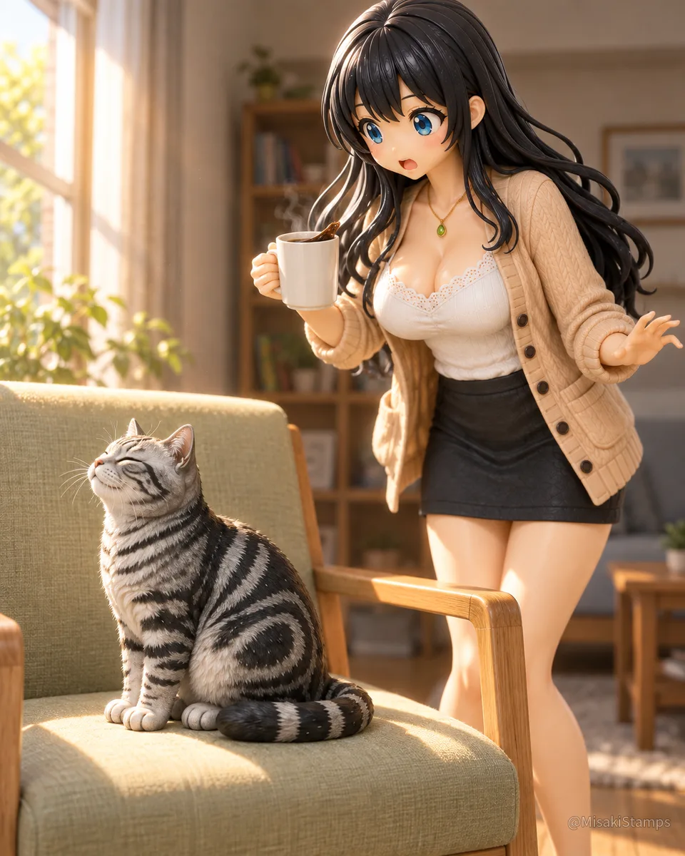 2026年10月2日、昼12:19に作ったMisaki。クレイ風3Dイラスト。