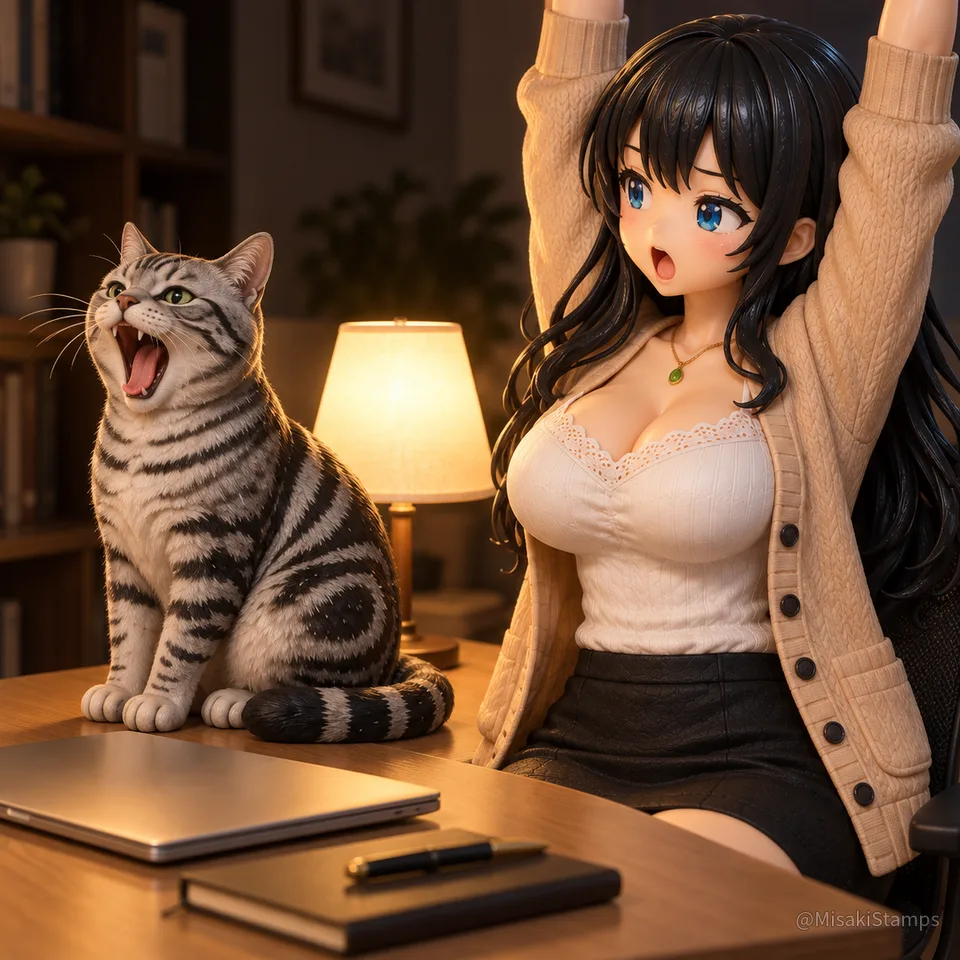 2026年10月2日、夜18:36に作ったMisaki。クレイ風3Dイラスト。