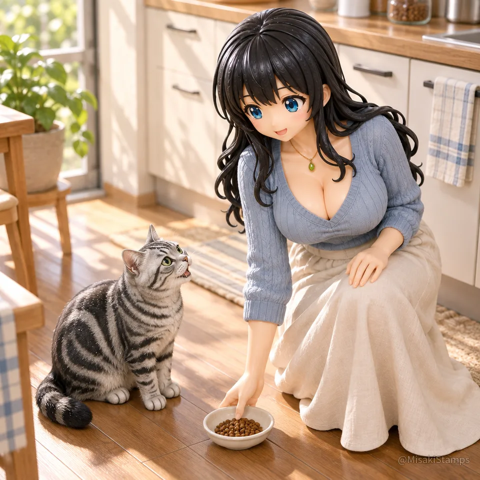2026年10月2日、朝09:14に作ったMisaki。クレイ風3Dイラスト。