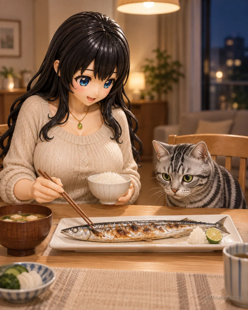 2026年10月5日、夜21:04に作ったMisaki。クレイ風3Dイラスト。