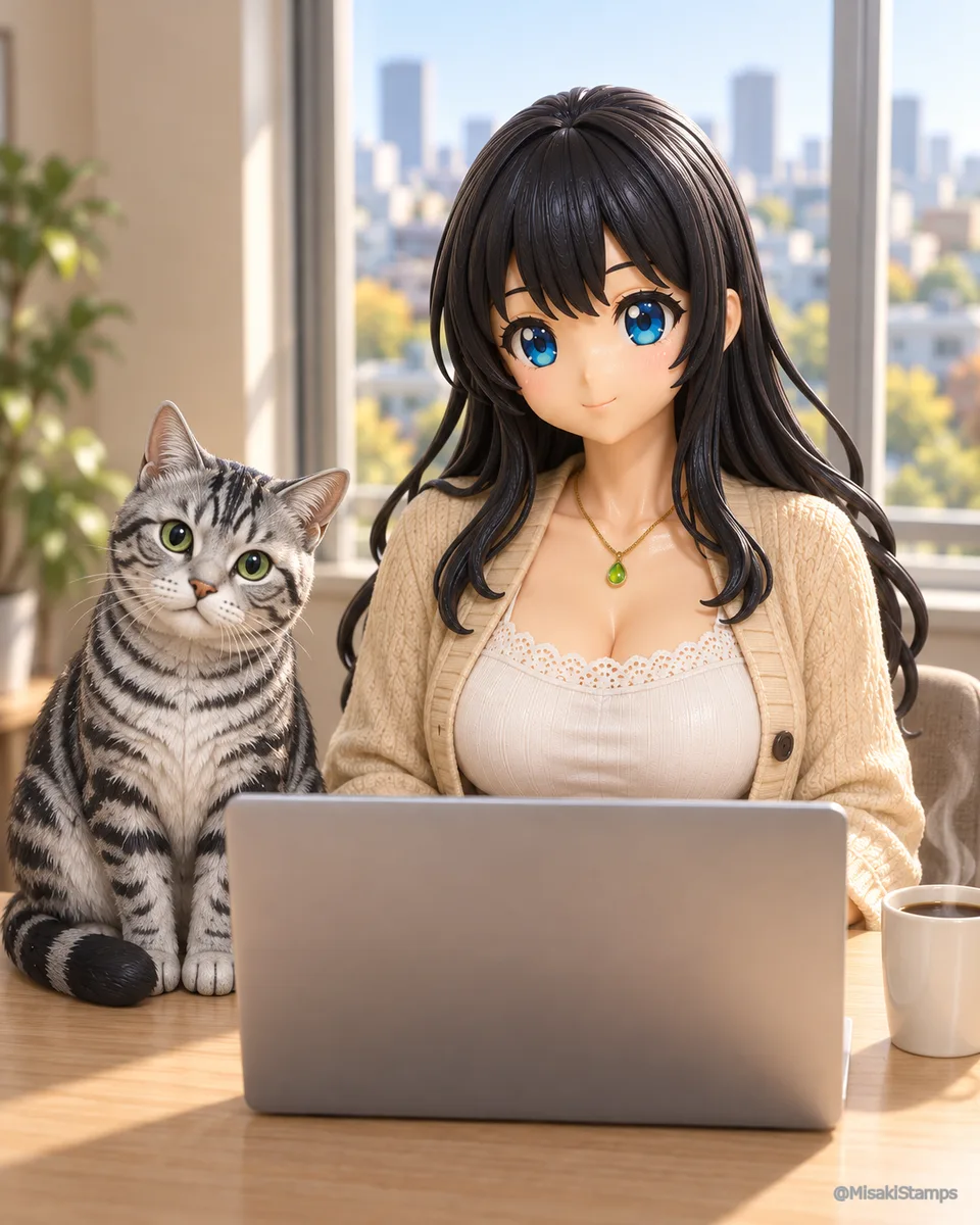 2026年10月9日、朝11:27に作ったMisaki。クレイ風3Dイラスト。