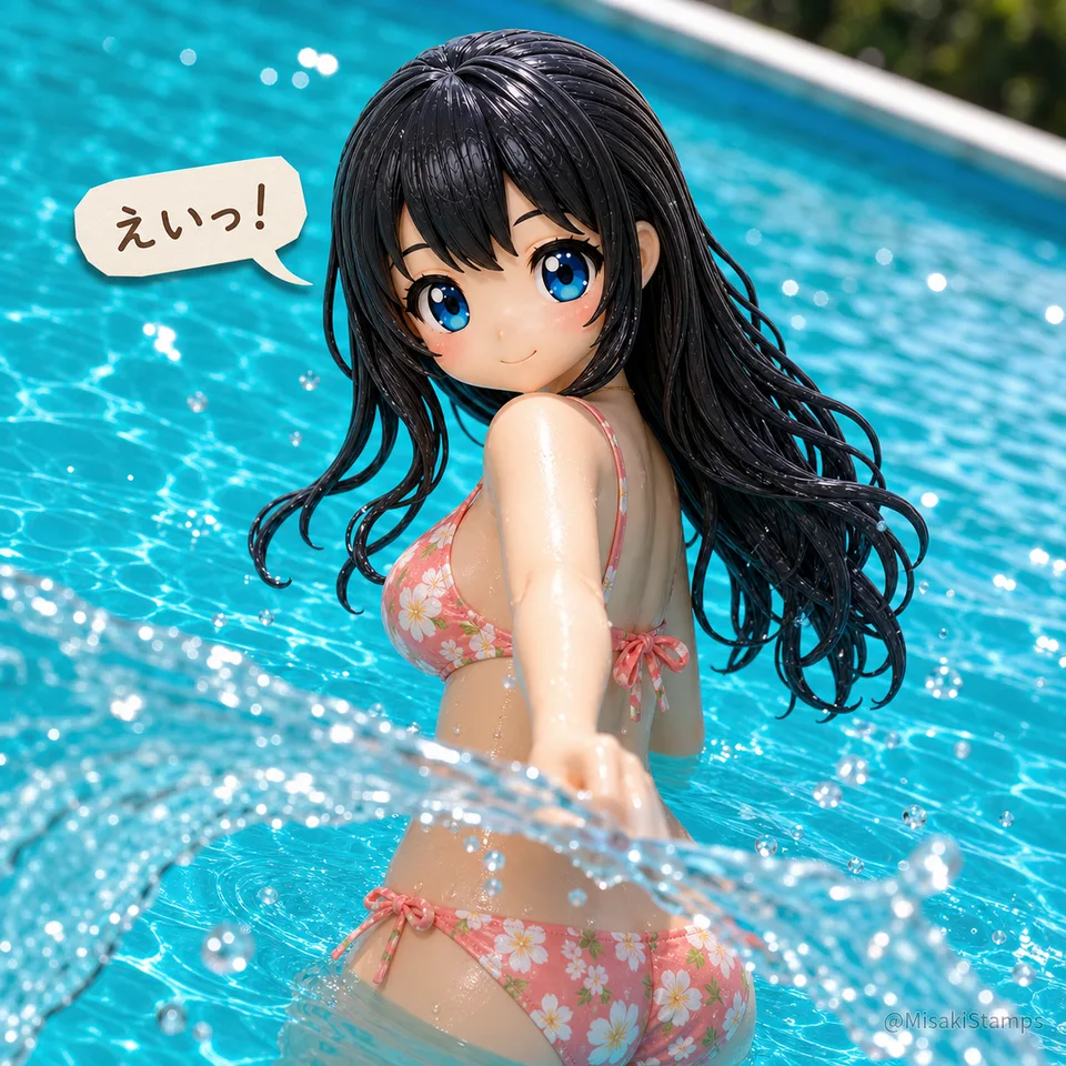 2026年8月2日、昼12:30に作ったMisaki。クレイ風3Dイラスト。