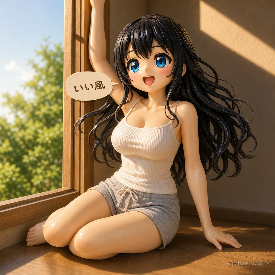 2026年8月5日、朝06:36に作ったMisaki。クレイ風3Dイラスト。