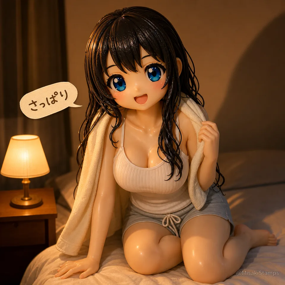 2026年8月5日、夜21:30に作ったMisaki。クレイ風3Dイラスト。
