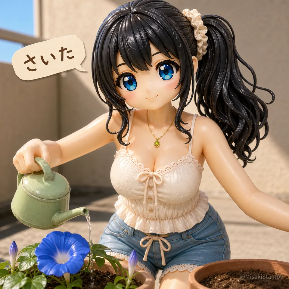2026年8月10日、朝08:30に作ったMisaki。クレイ風3Dイラスト。