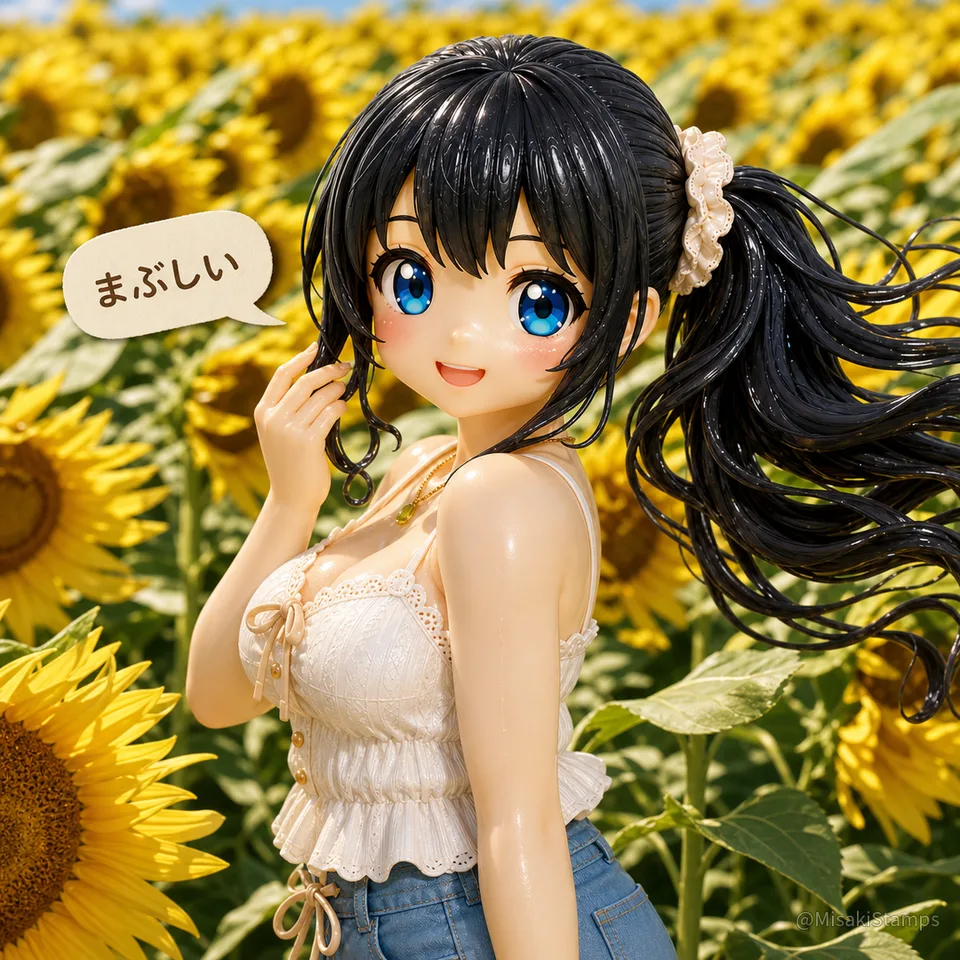 2026年8月11日、昼13:59に作ったMisaki。クレイ風3Dイラスト。