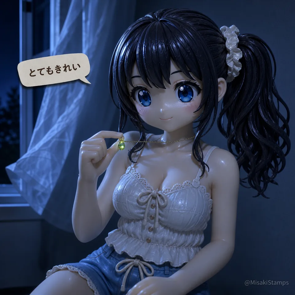 2026年8月11日、昼14:31に作ったMisaki。クレイ風3Dイラスト。