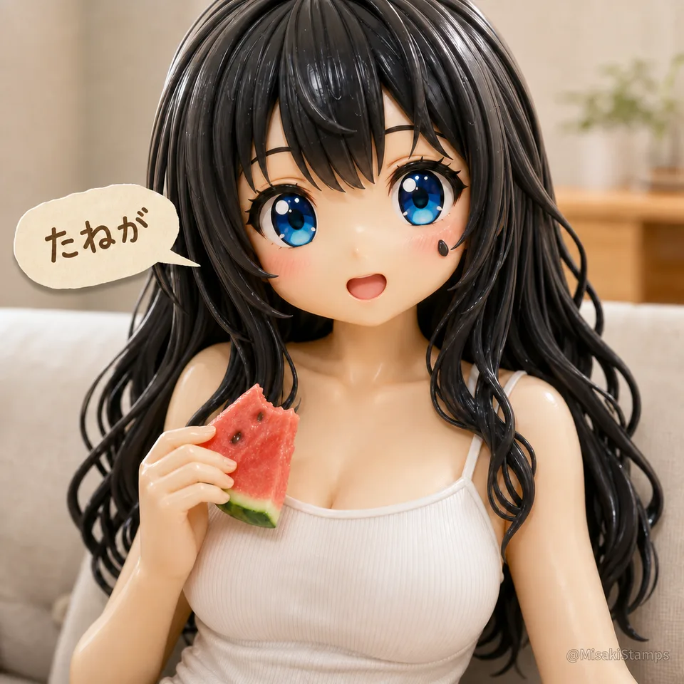 2026年8月12日、朝09:03に作ったMisaki。クレイ風3Dイラスト。