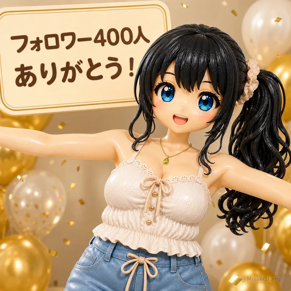 2026年8月12日、昼13:10に作ったMisaki。クレイ風3Dイラスト。