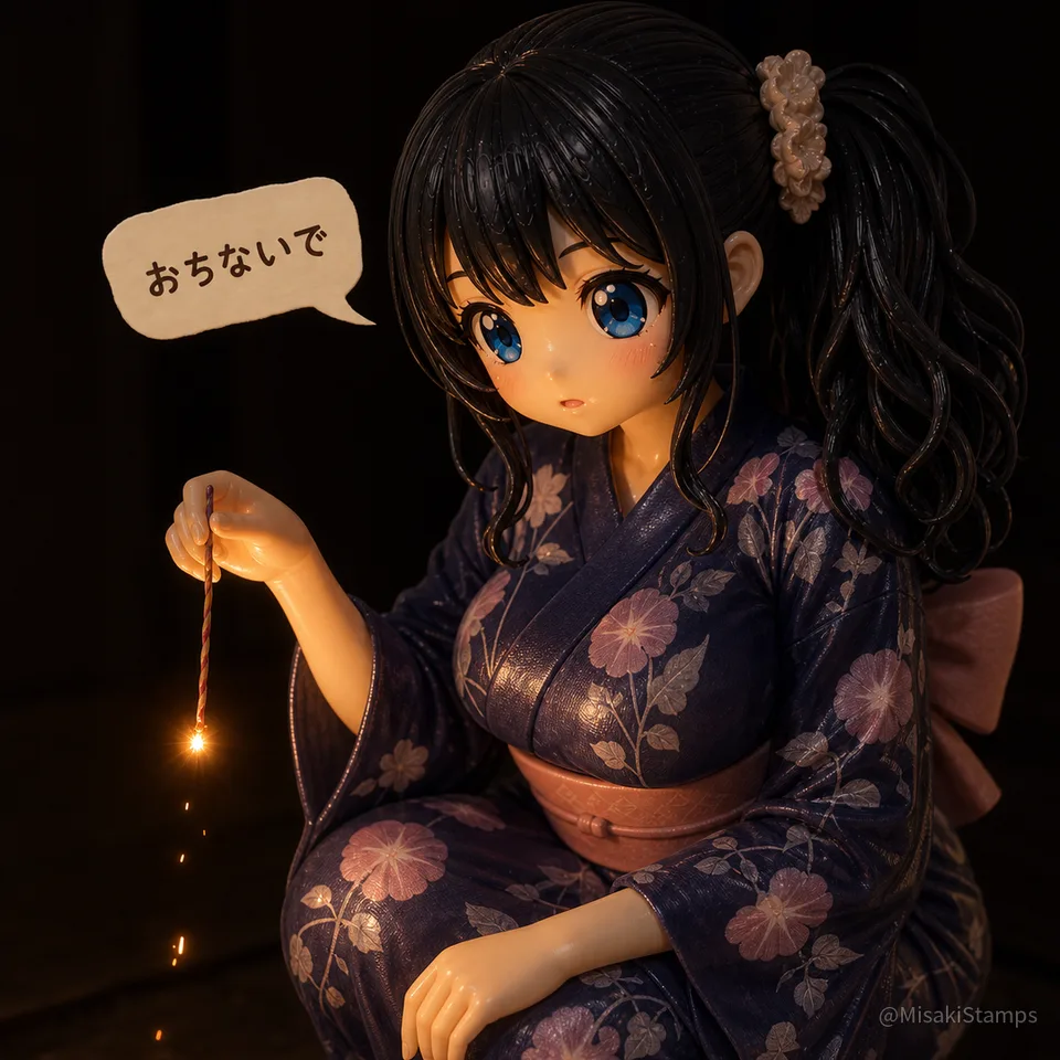2026年8月12日、夜19:49に作ったMisaki。クレイ風3Dイラスト。