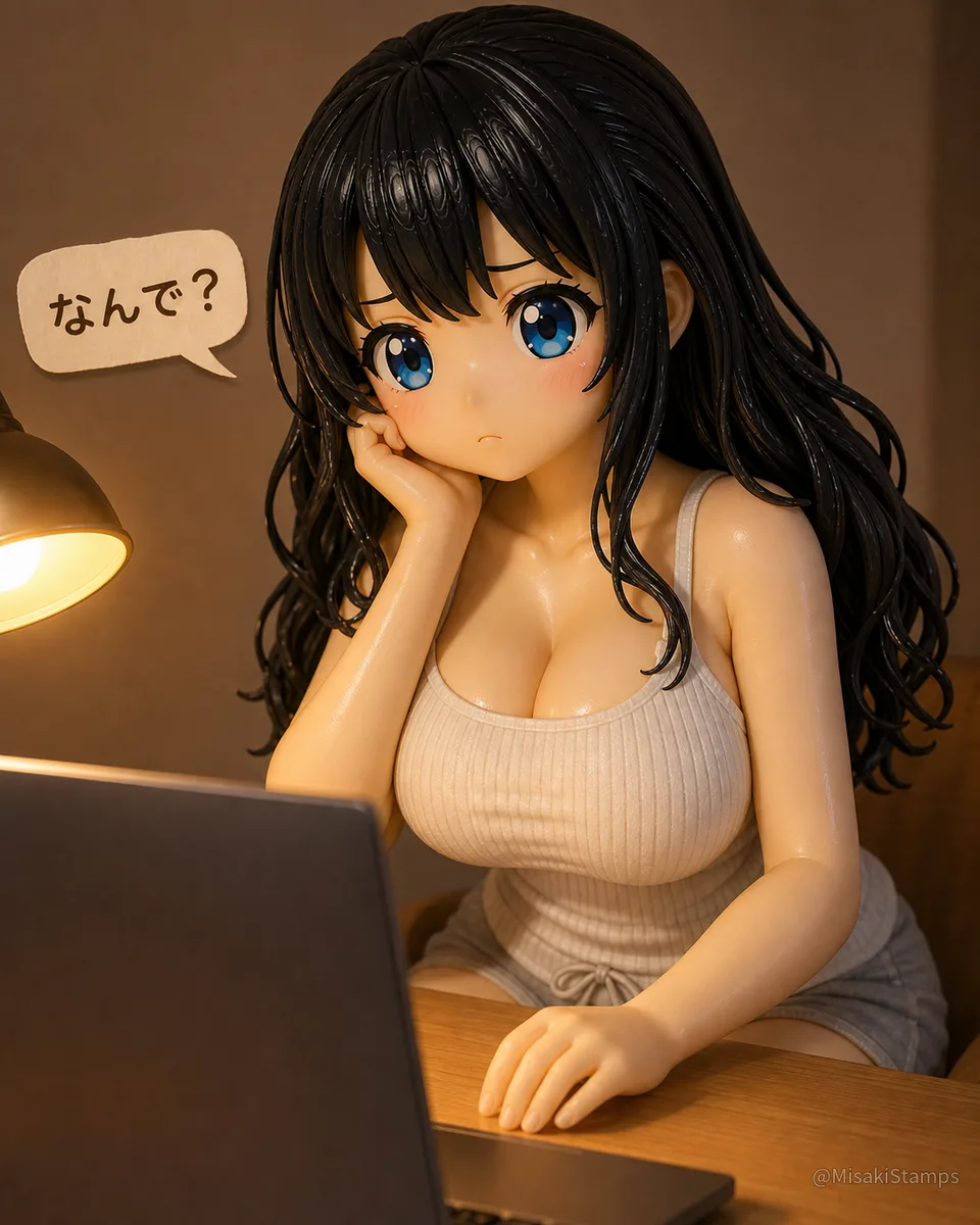2026年8月14日、夜20:56に作ったMisaki。クレイ風3Dイラスト。