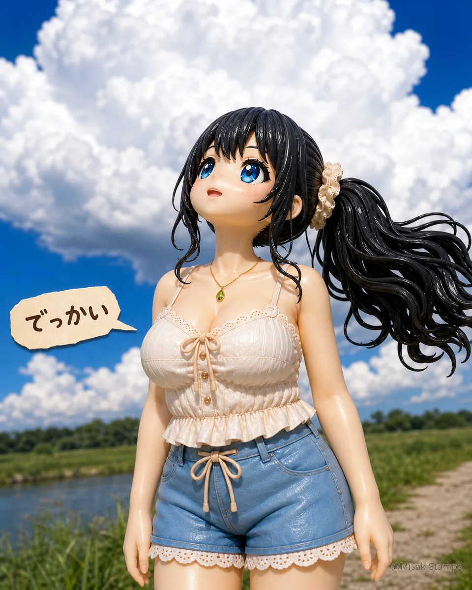 2026年8月16日、朝08:17に作ったMisaki。クレイ風3Dイラスト。
