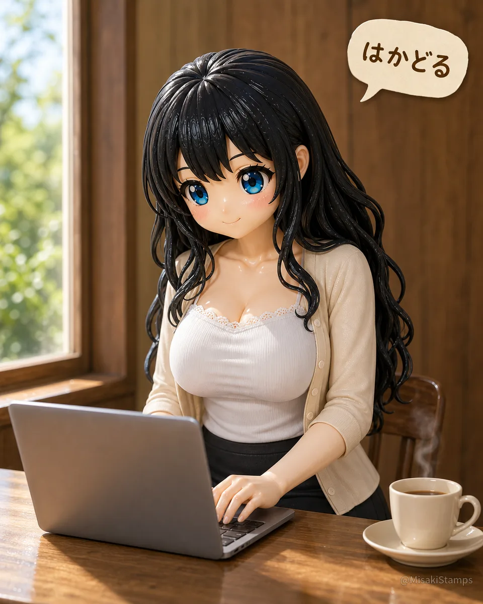 2026年8月18日、朝07:25に作ったMisaki。クレイ風3Dイラスト。