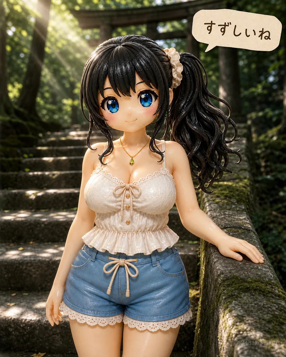 2026年8月19日、朝06:33に作ったMisaki。クレイ風3Dイラスト。