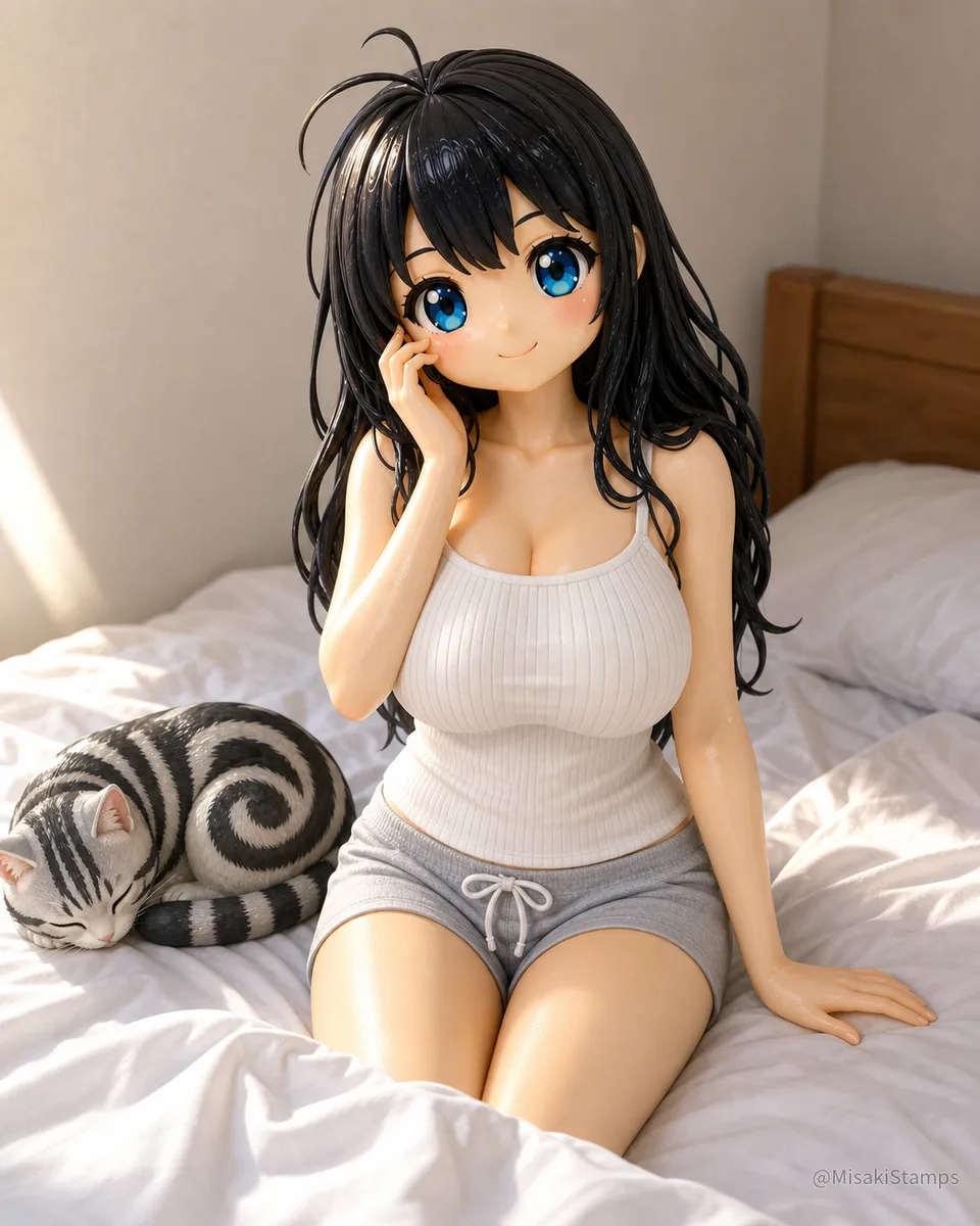 2026年8月21日、朝06:28に作ったMisaki。クレイ風3Dイラスト。