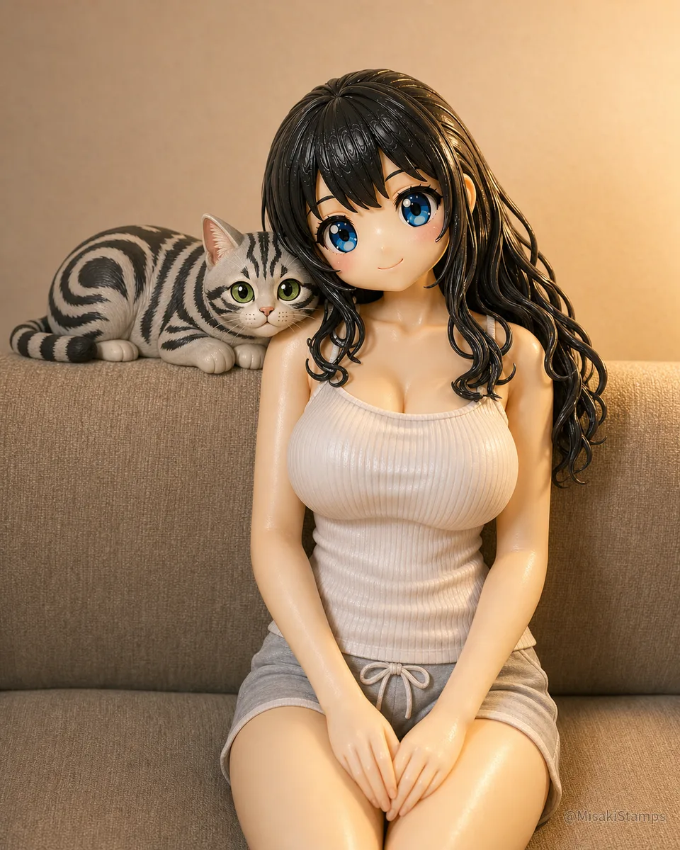 2026年8月21日、夜17:28に作ったMisaki。クレイ風3Dイラスト。