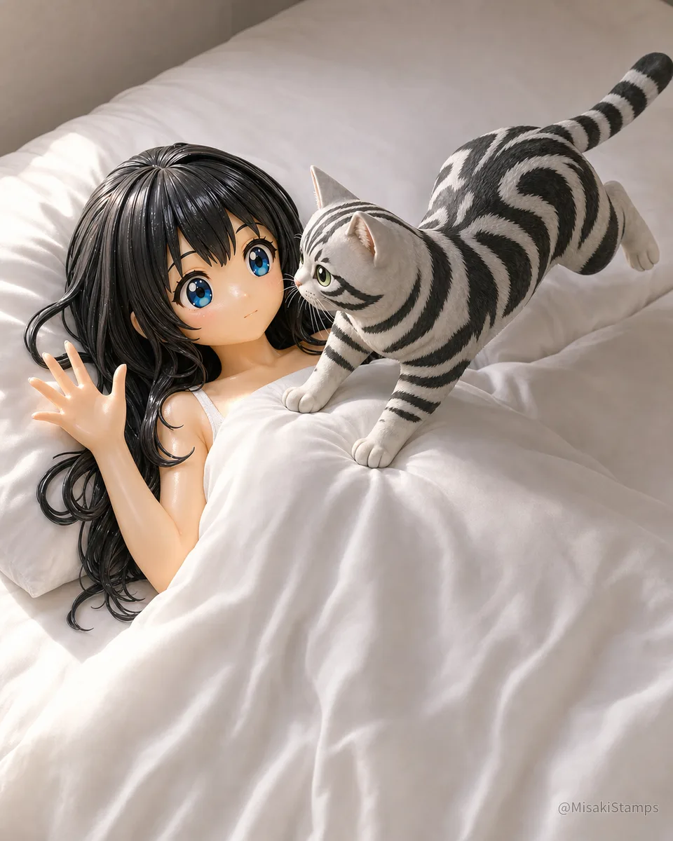 2026年8月21日、夜21:54に作ったMisaki。クレイ風3Dイラスト。