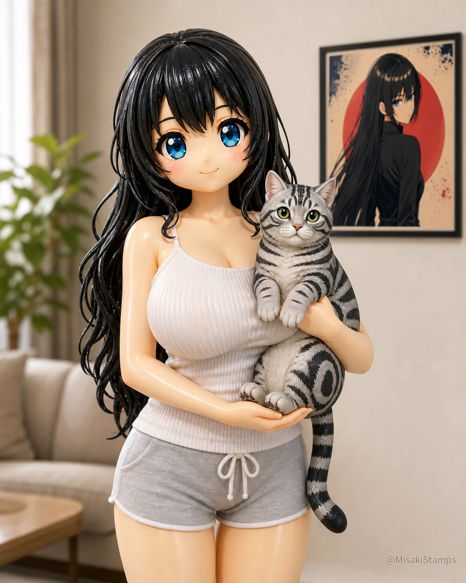 2026年8月22日、昼14:31に作ったMisaki。クレイ風3Dイラスト。