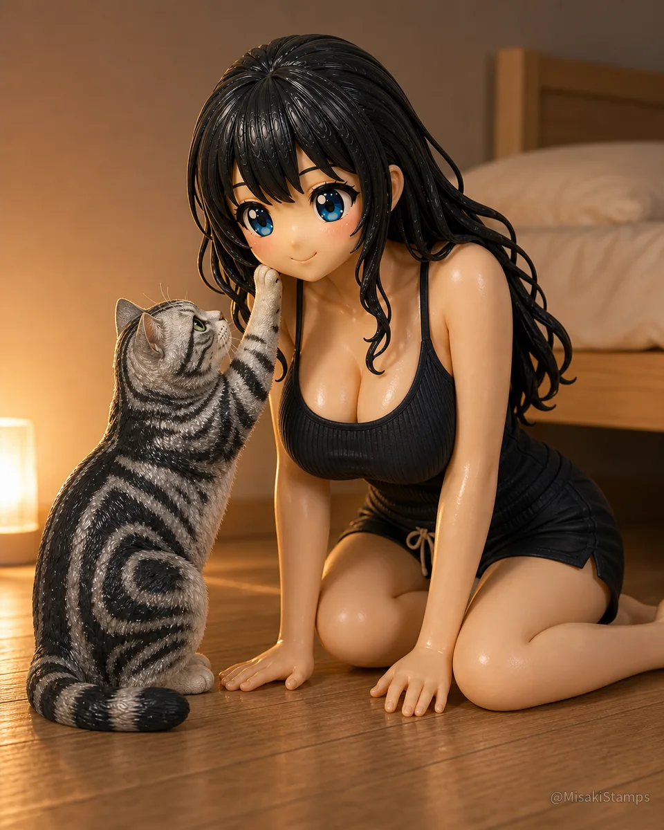 2026年8月26日、夜18:41に作ったMisaki。クレイ風3Dイラスト。