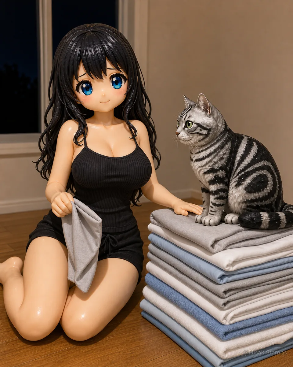 2026年8月27日、夜20:19に作ったMisaki。クレイ風3Dイラスト。