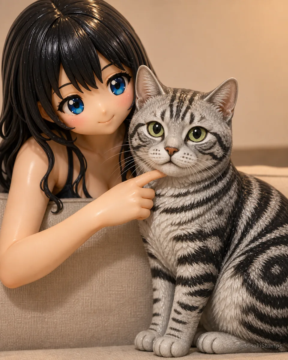 2026年8月29日、夜18:41に作ったMisaki。クレイ風3Dイラスト。